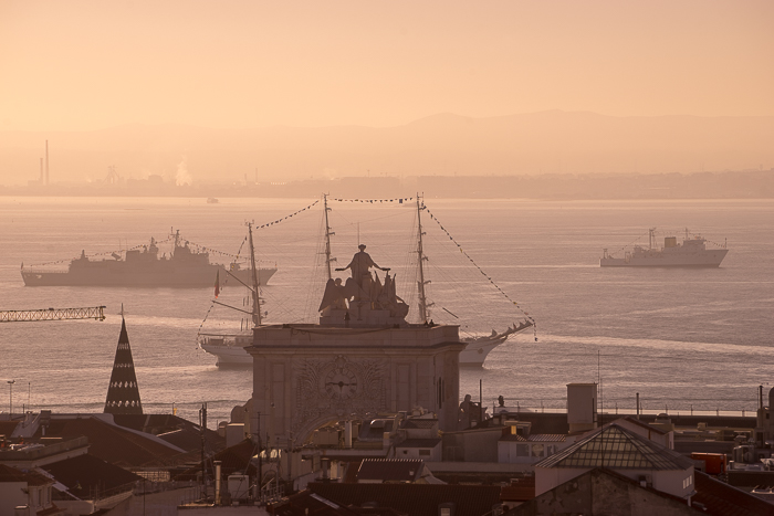 Morning sunrise mood Lisbon view