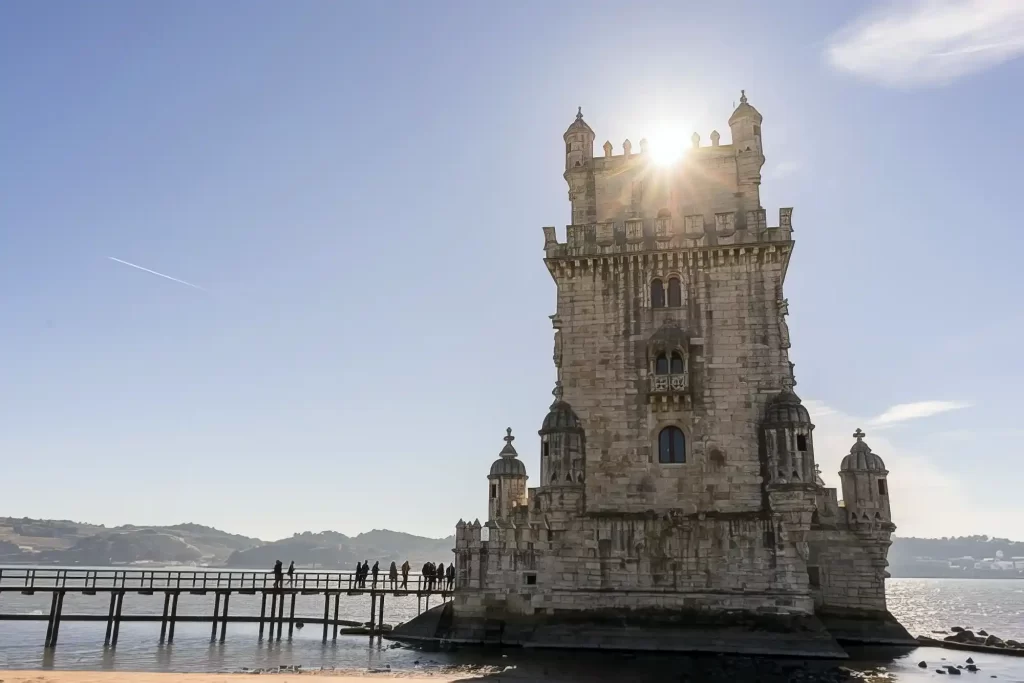 Tower of Belém with sun